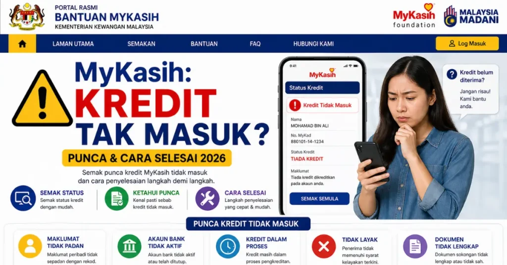 MyKasih: Kredit Tak Masuk? Punca & Cara Selesai 2026