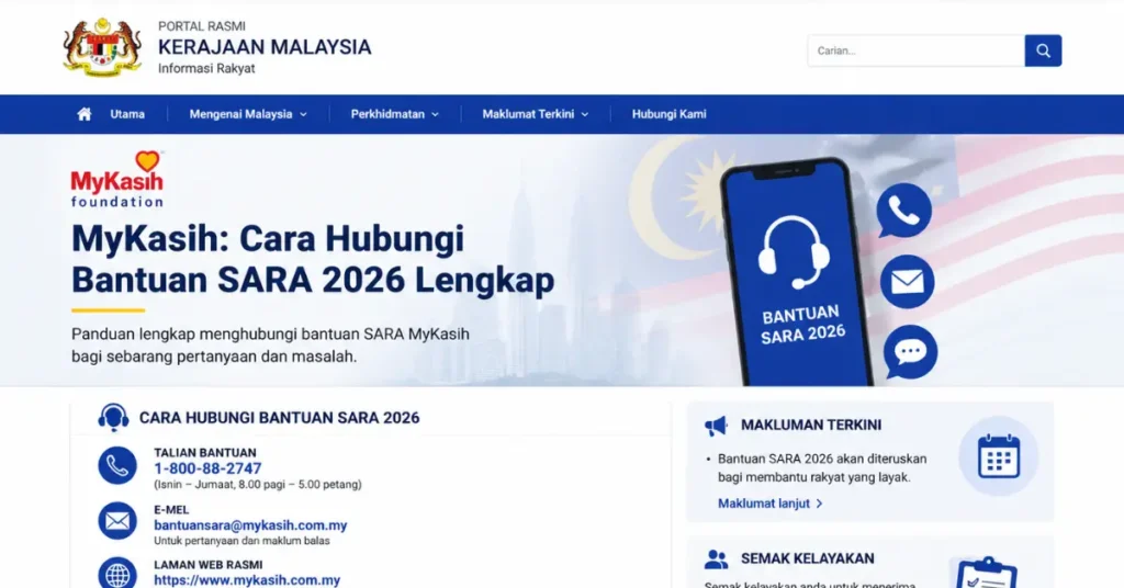 MyKasih: Cara Hubungi Bantuan SARA 2026 Lengkap