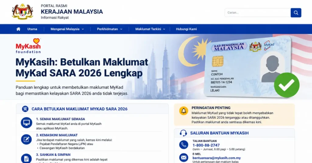 MyKasih: Betulkan Maklumat MyKad SARA 2026 Lengkap
