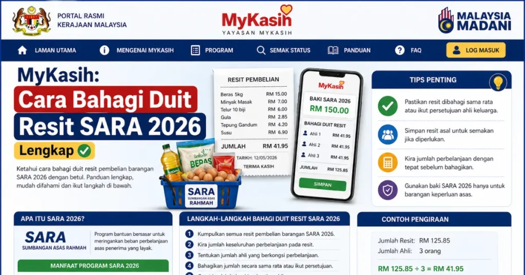 MyKasih: Cara Bahagi Duit Resit SARA 2026 Lengkap
