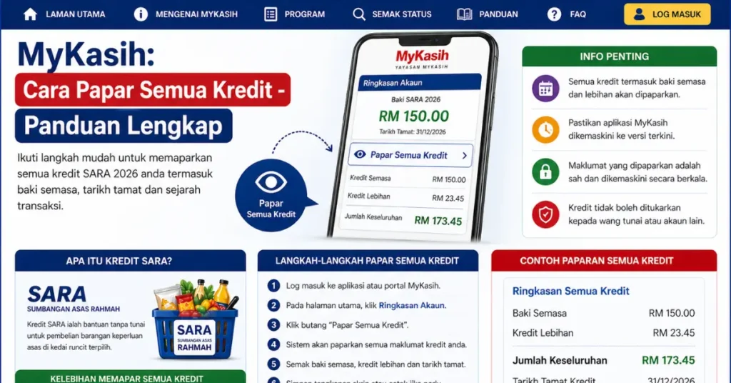 MyKasih: Cara Papar Semua Kredit - Panduan Lengkap