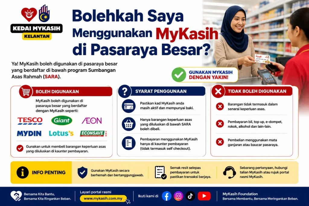 Bolehkah Saya Menggunakan MyKasih di Pasaraya Besar?