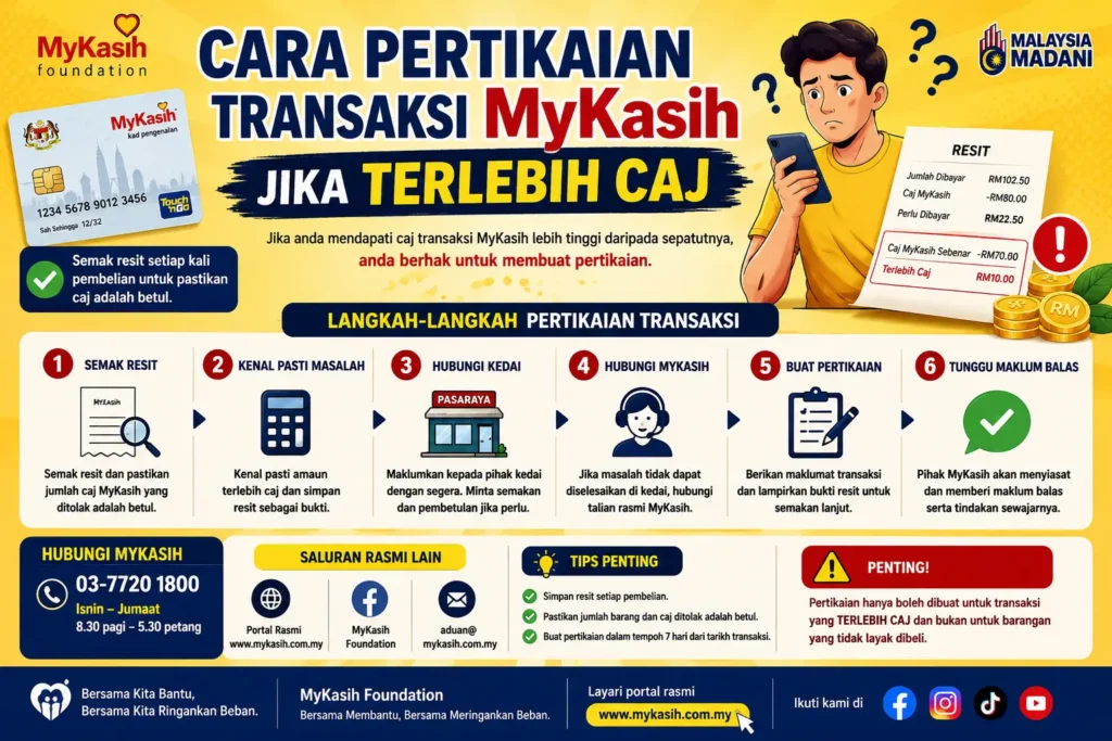 Cara Pertikaian Transaksi MyKasih Jika Terlebih Caj