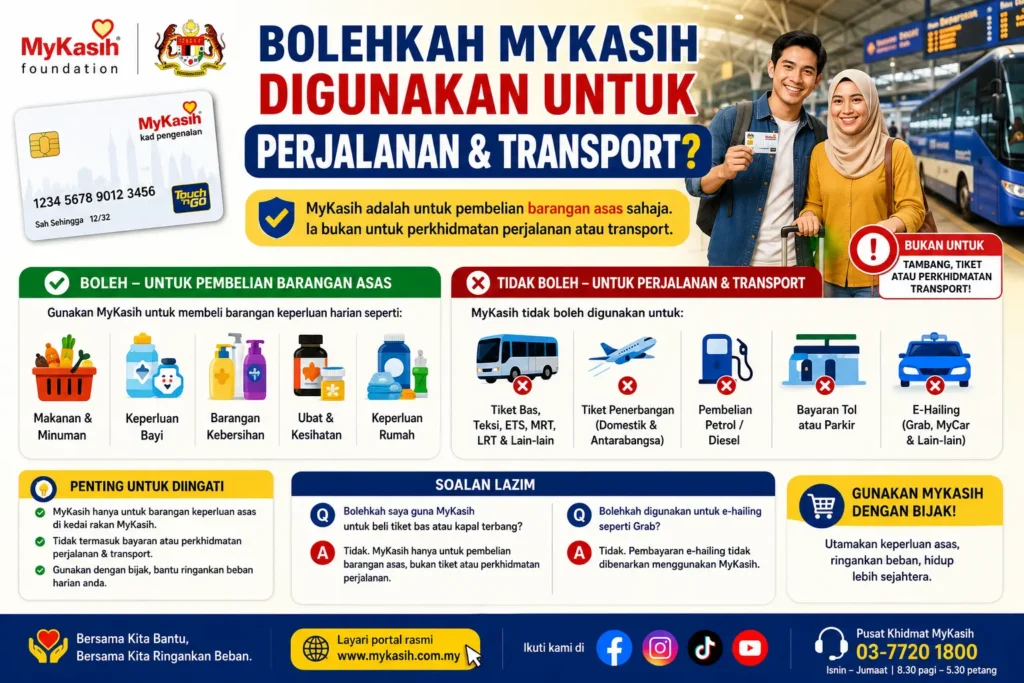 Bolehkah MyKasih Digunakan Untuk Perjalanan & Transport?