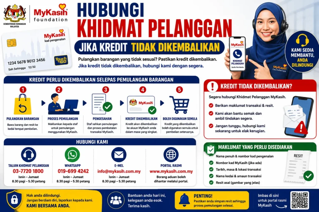 Hubungi Khidmat Pelanggan Jika Kredit Tidak Dikembalikan
