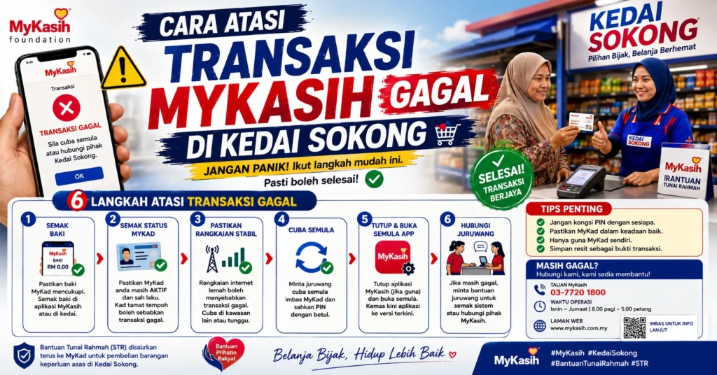 Cara Atasi Transaksi MyKasih Gagal di Kedai Sokong