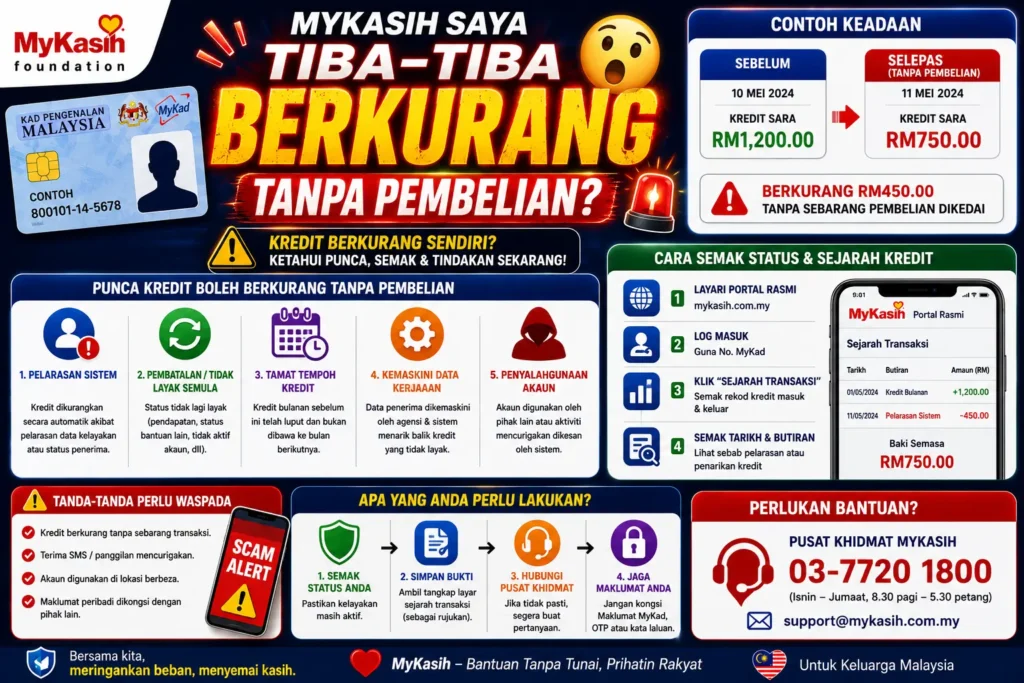 MyKasih Saya Tiba‑tiba Berkurang Tanpa Pembelian
