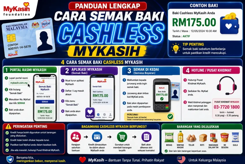Panduan Lengkap Cara Semak Baki Cashless MyKasih