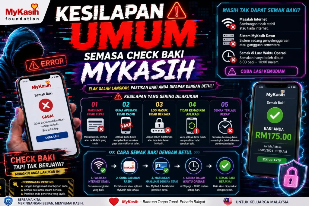 Kesilapan Umum Semasa Check Baki MyKasih