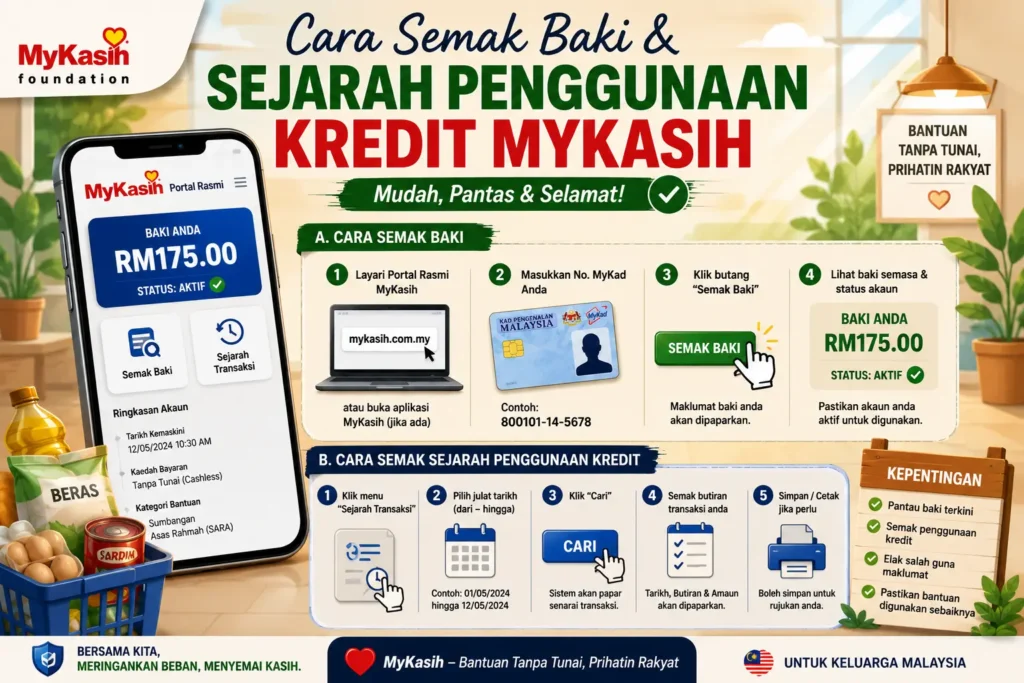 Cara Semak Baki & Sejarah Penggunaan Kredit MyKasih