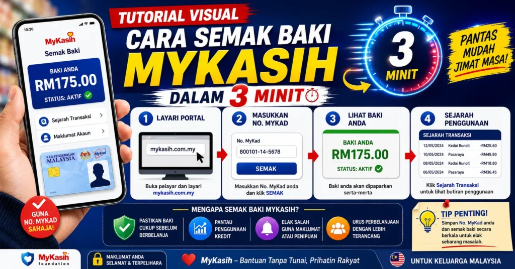 Tutorial Visual Cara Semak Baki MyKasih Dalam 3 Minit