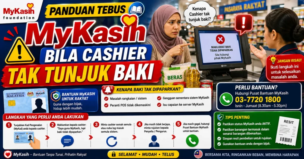 Panduan Tebus MyKasih Bila Cashier Tak Tunjuk Baki