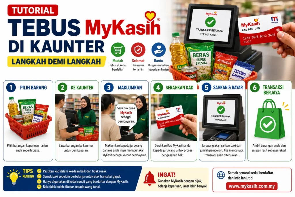 Tutorial Tebus MyKasih Di Kaunter Langkah Demi Langkah