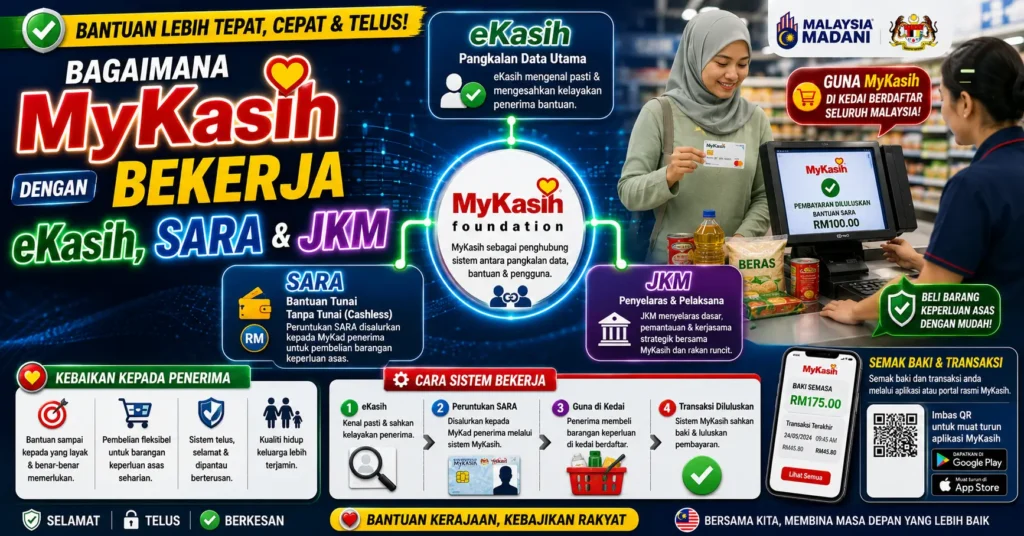 Bagaimana MyKasih Bekerja Dengan eKasih, SARA & JKM