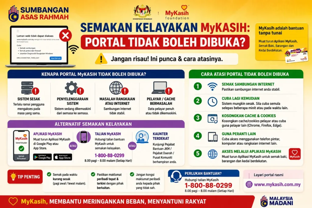 Semakan Kelayakan MyKasih: Portal Tidak Boleh Dibuka?