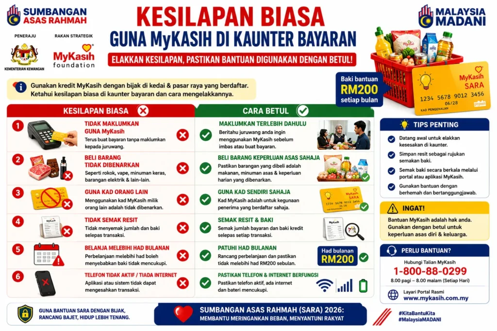 Kesilapan Biasa Guna MyKasih di Kaunter Bayaran