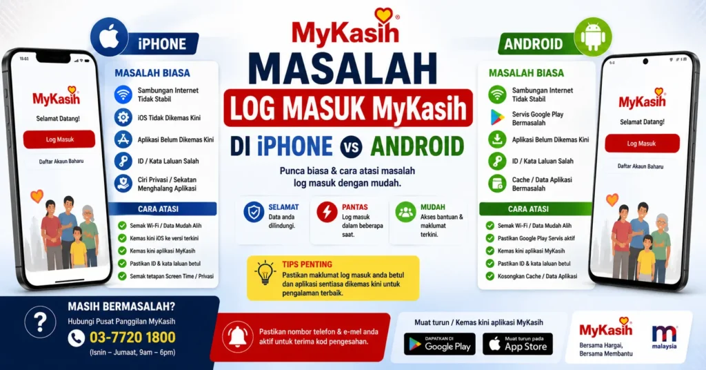 Masalah Log Masuk MyKasih Di iPhone vs Android