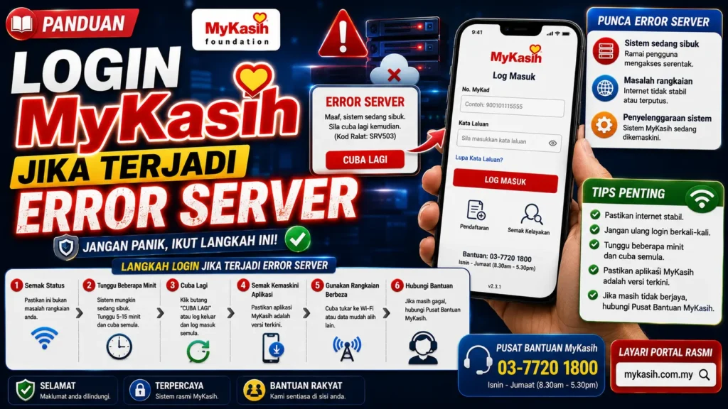 Panduan Login MyKasih Jika Terjadi Error Server