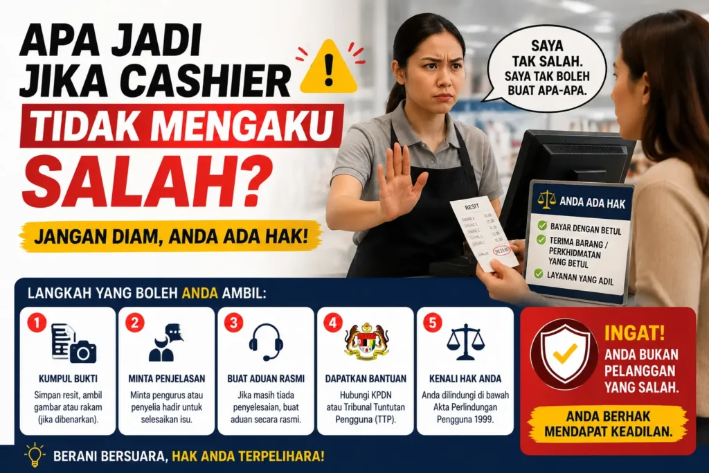 Apa Jadi Jika Cashier Tidak Mengaku Salah?